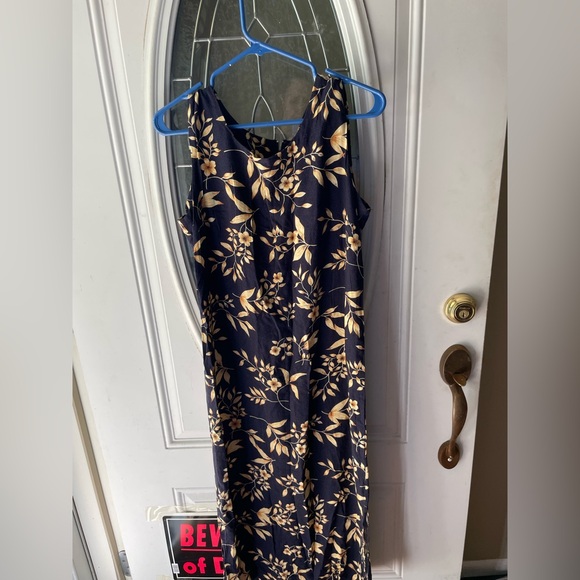 Navy and Gold Floral Maxi Dress - Picture 1 of 4